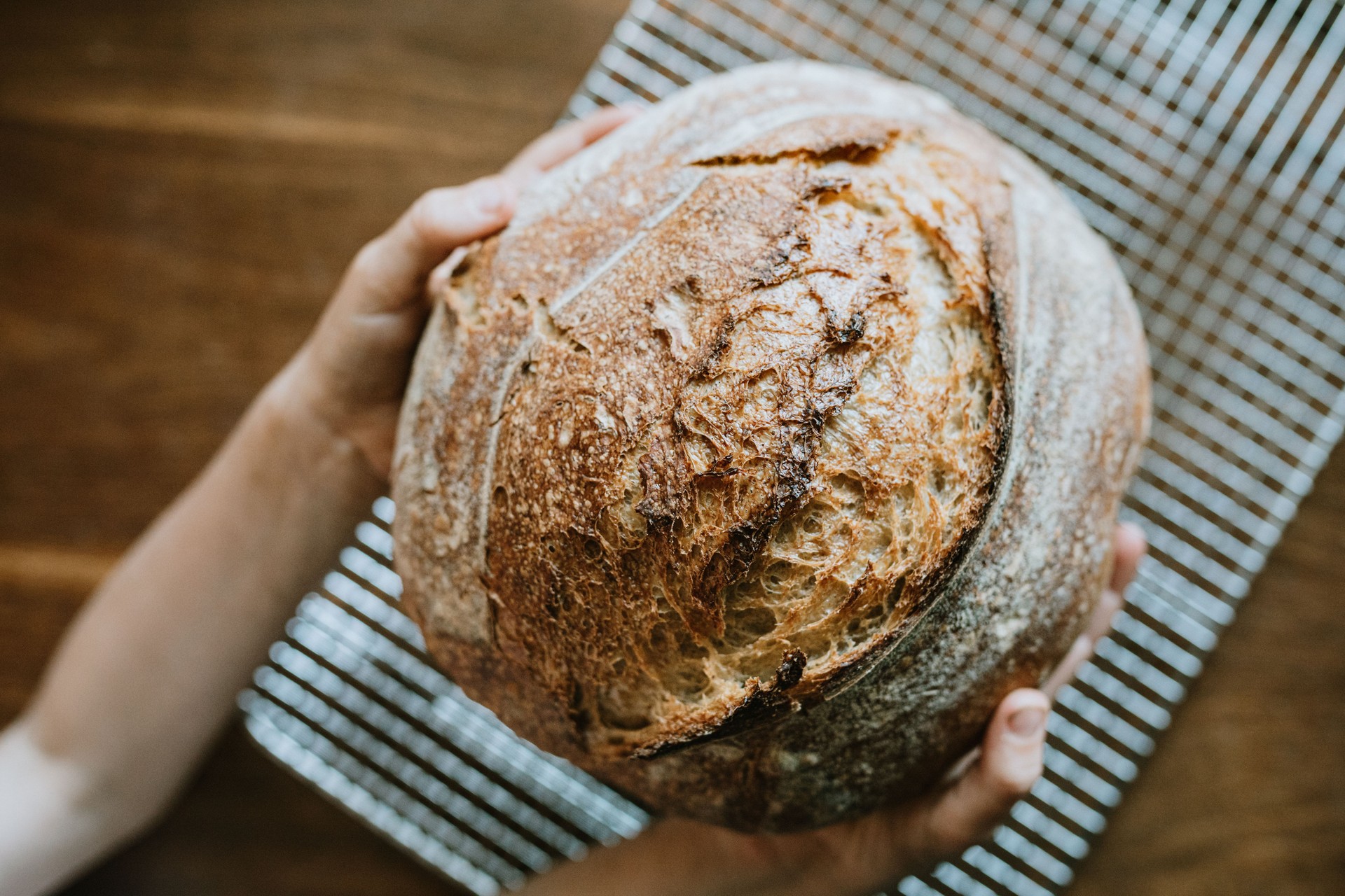 Closeup of Homemade Loaf of Sourdough Bread